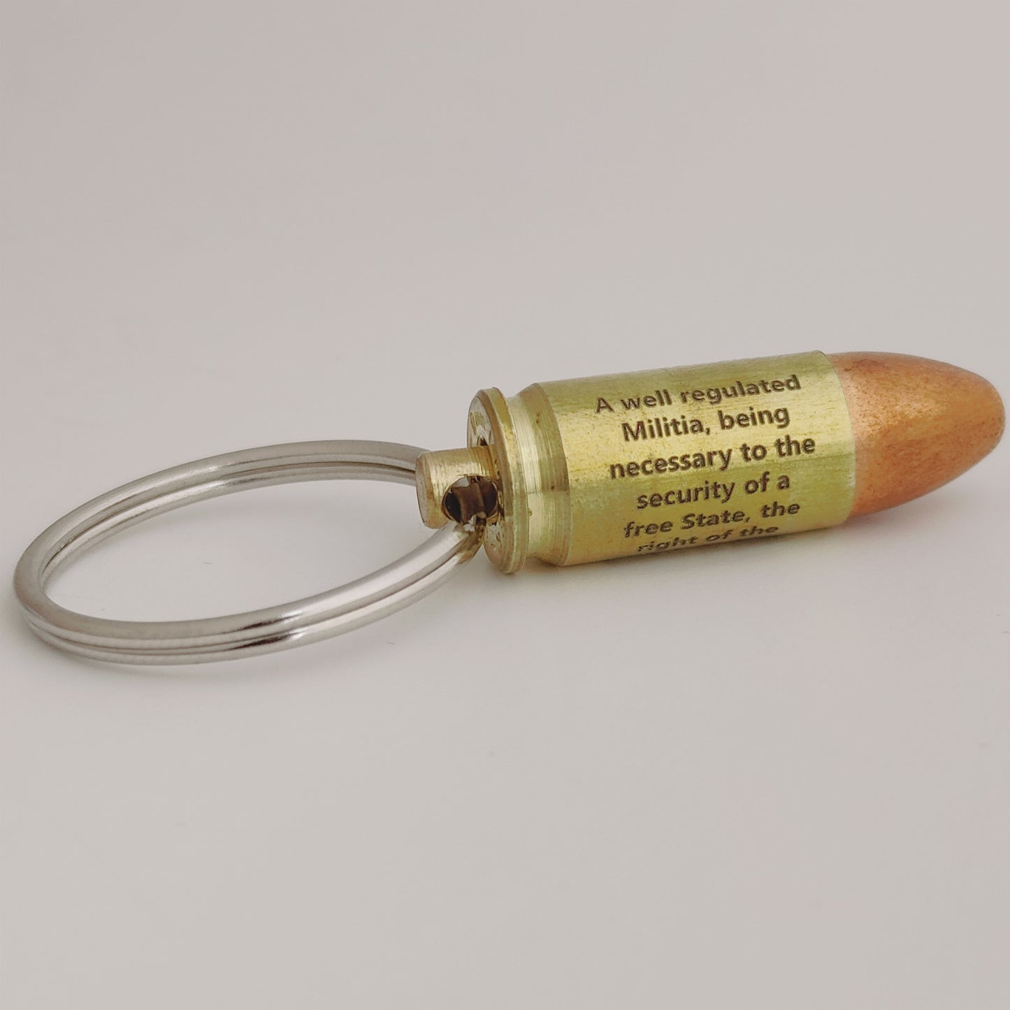 9mm Second Amendment Bullet Keychain