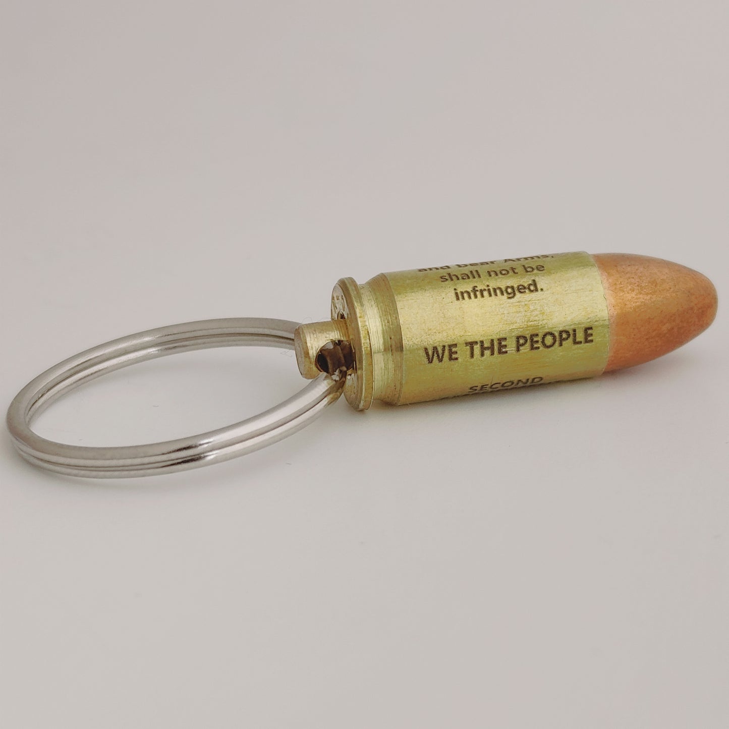 9mm Second Amendment Bullet Keychain