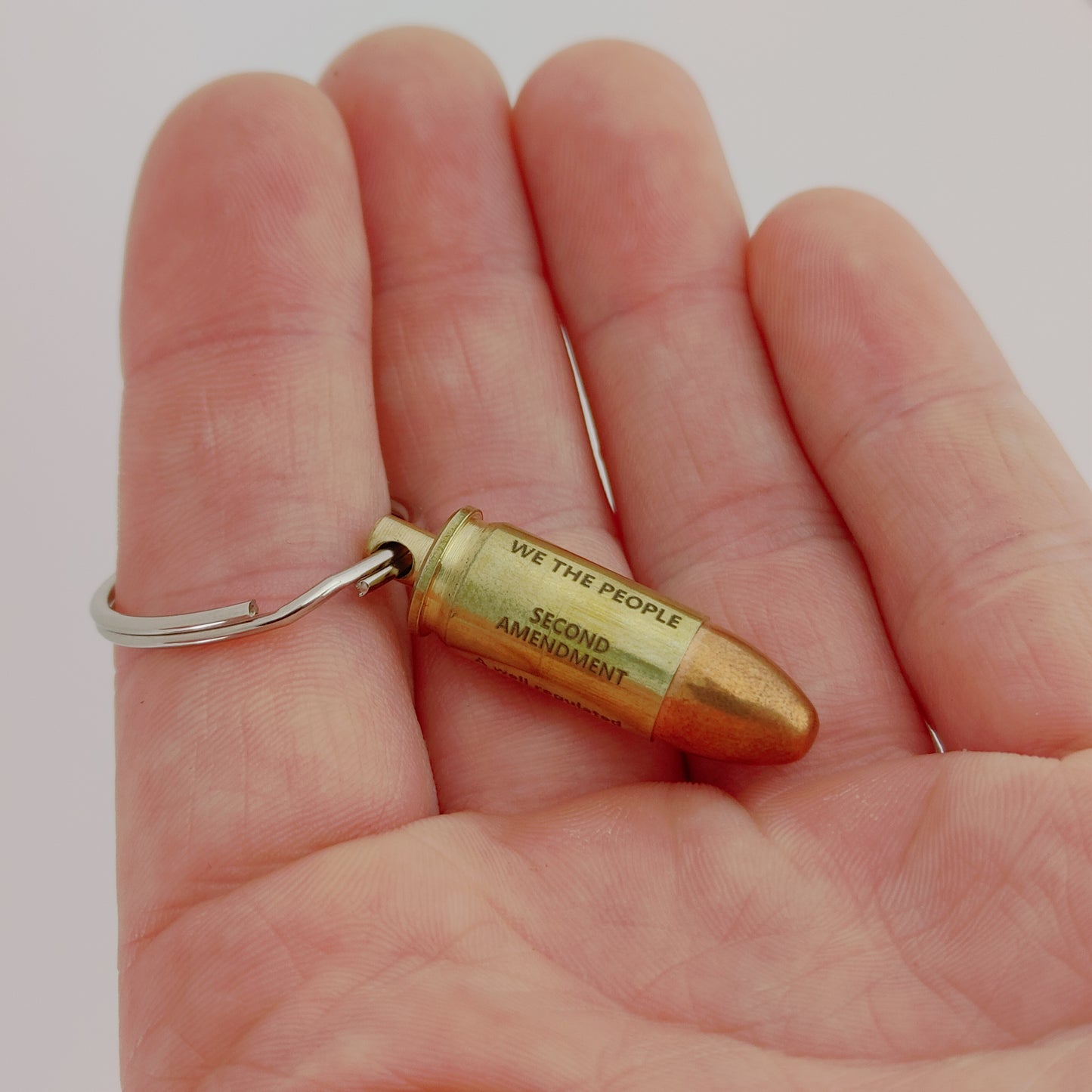 9mm Second Amendment Bullet Keychain