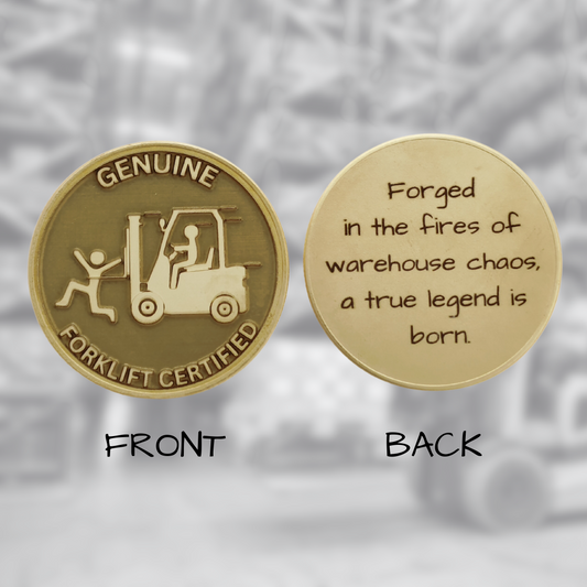 Brass Forklift Certification Coin Gift